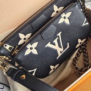 Louis Vuitton Black and White Floral Crossbody Bag